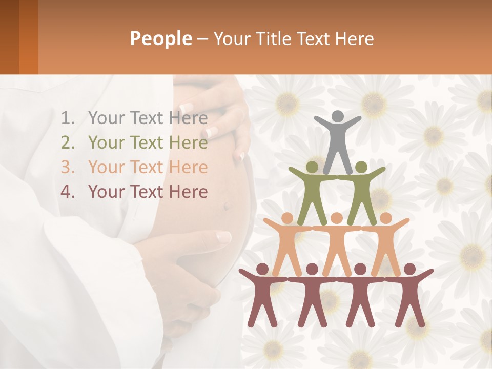 A Pregnant Woman Holding Her Belly With Daisies In The Background PowerPoint Template