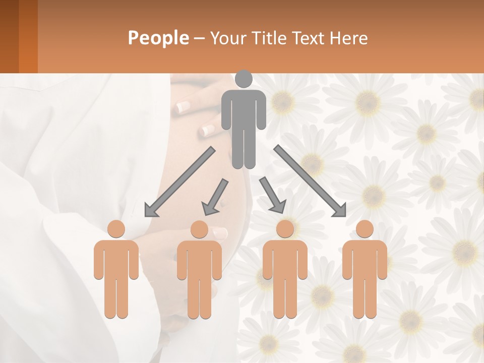 A Pregnant Woman Holding Her Belly With Daisies In The Background PowerPoint Template