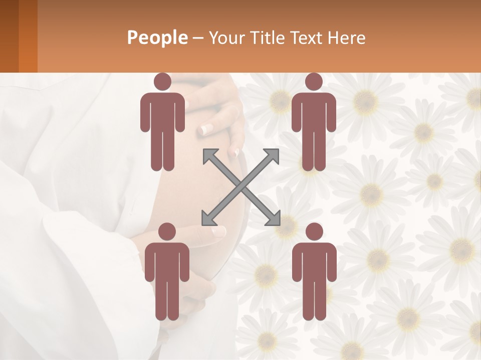 A Pregnant Woman Holding Her Belly With Daisies In The Background PowerPoint Template