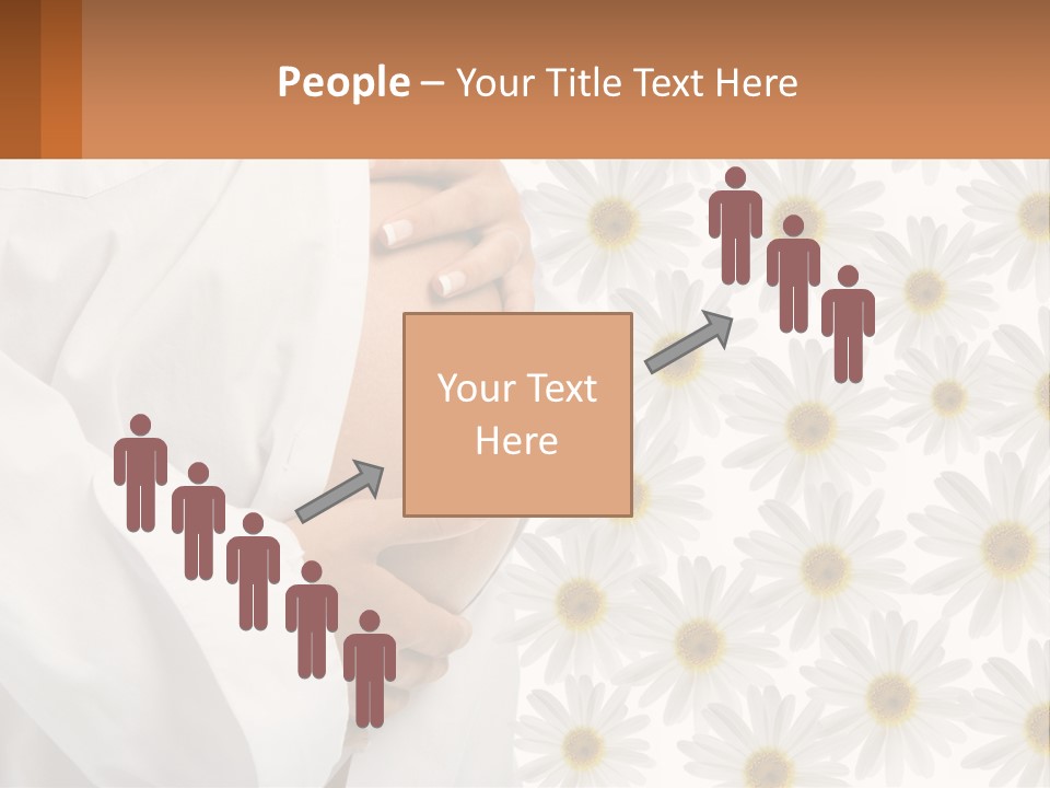 A Pregnant Woman Holding Her Belly With Daisies In The Background PowerPoint Template