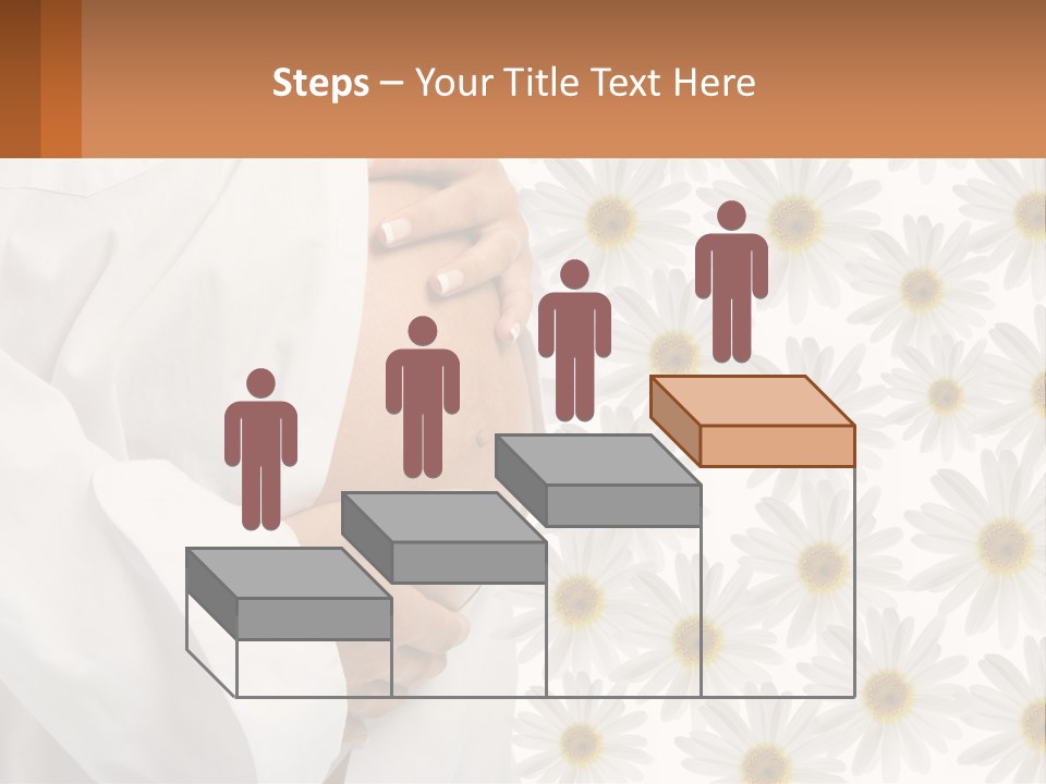 A Pregnant Woman Holding Her Belly With Daisies In The Background PowerPoint Template