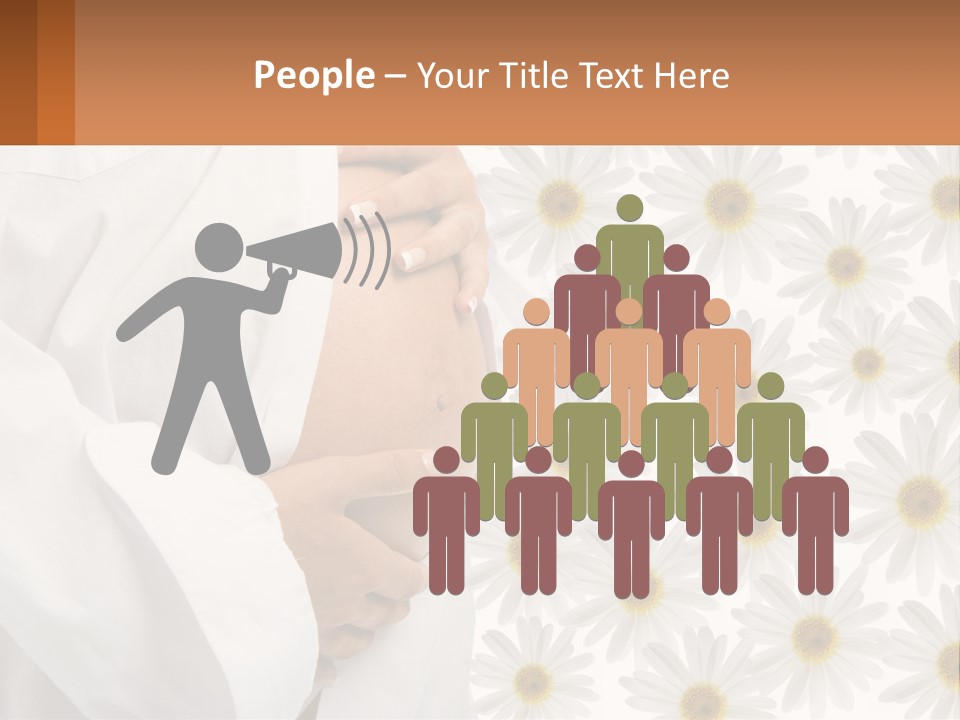A Pregnant Woman Holding Her Belly With Daisies In The Background PowerPoint Template
