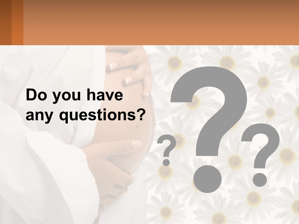 A Pregnant Woman Holding Her Belly With Daisies In The Background PowerPoint Template