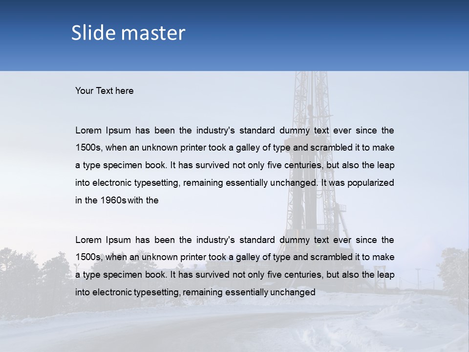 A Drilling Rig In The Middle Of A Snowy Field PowerPoint Template