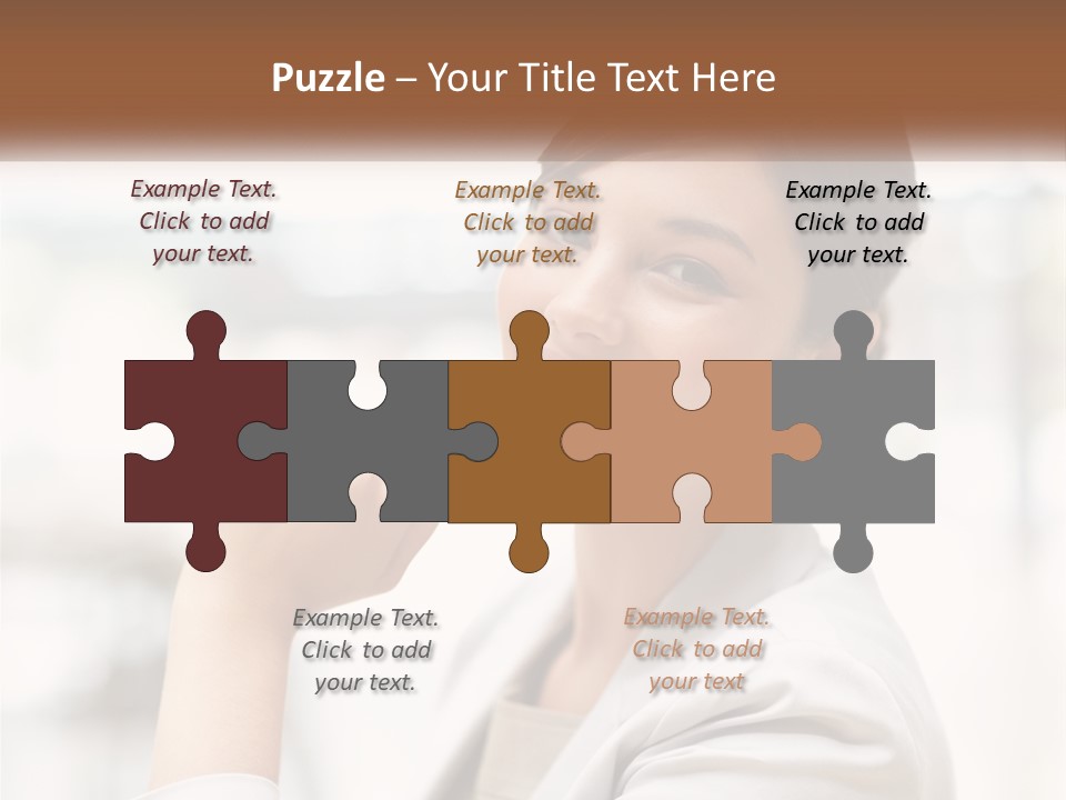 A Woman In A White Shirt Is Smiling PowerPoint Template