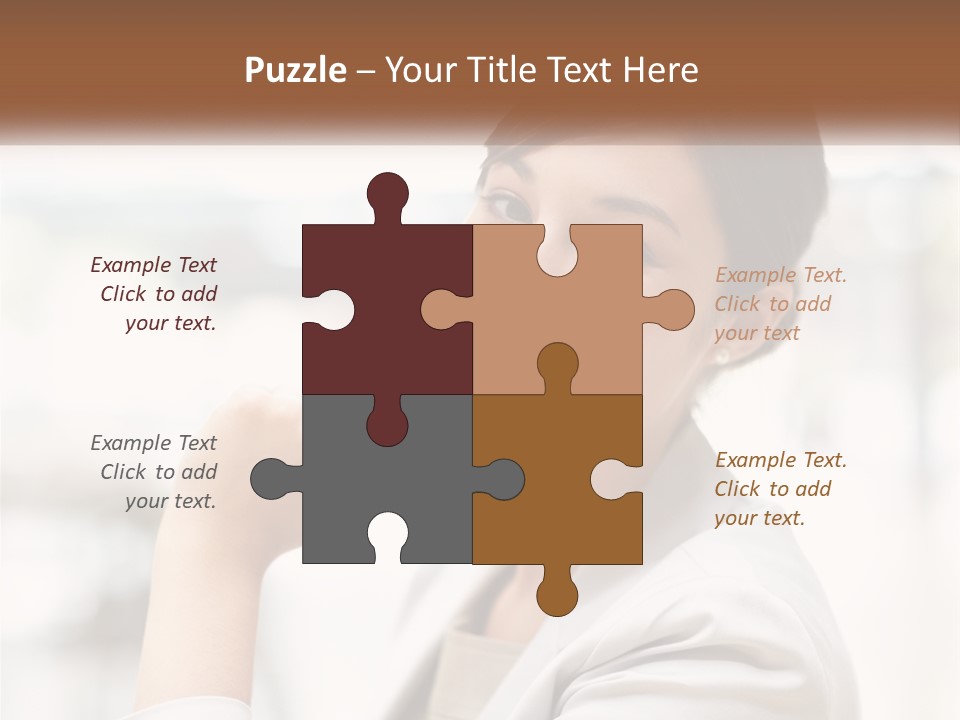 A Woman In A White Shirt Is Smiling PowerPoint Template