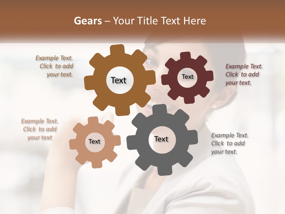 A Woman In A White Shirt Is Smiling PowerPoint Template