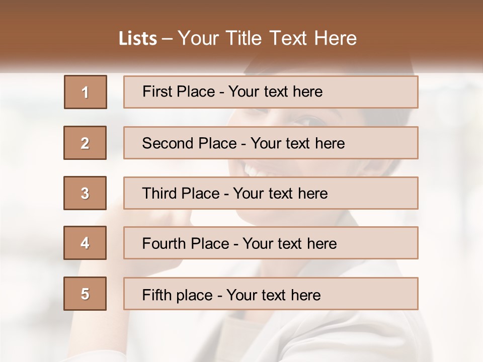 A Woman In A White Shirt Is Smiling PowerPoint Template