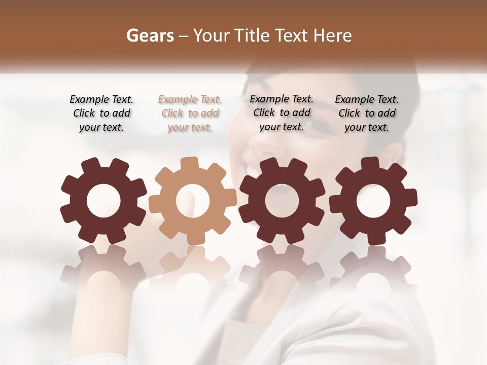 A Woman In A White Shirt Is Smiling PowerPoint Template