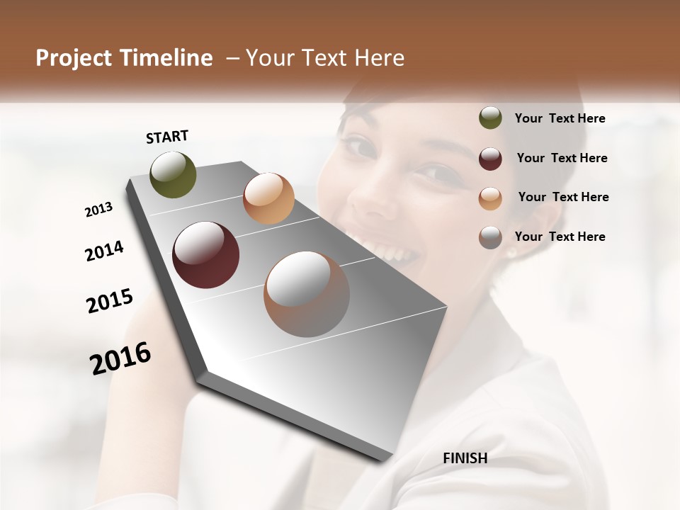 A Woman In A White Shirt Is Smiling PowerPoint Template