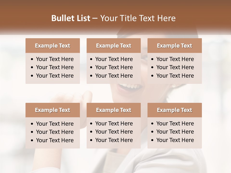 A Woman In A White Shirt Is Smiling PowerPoint Template