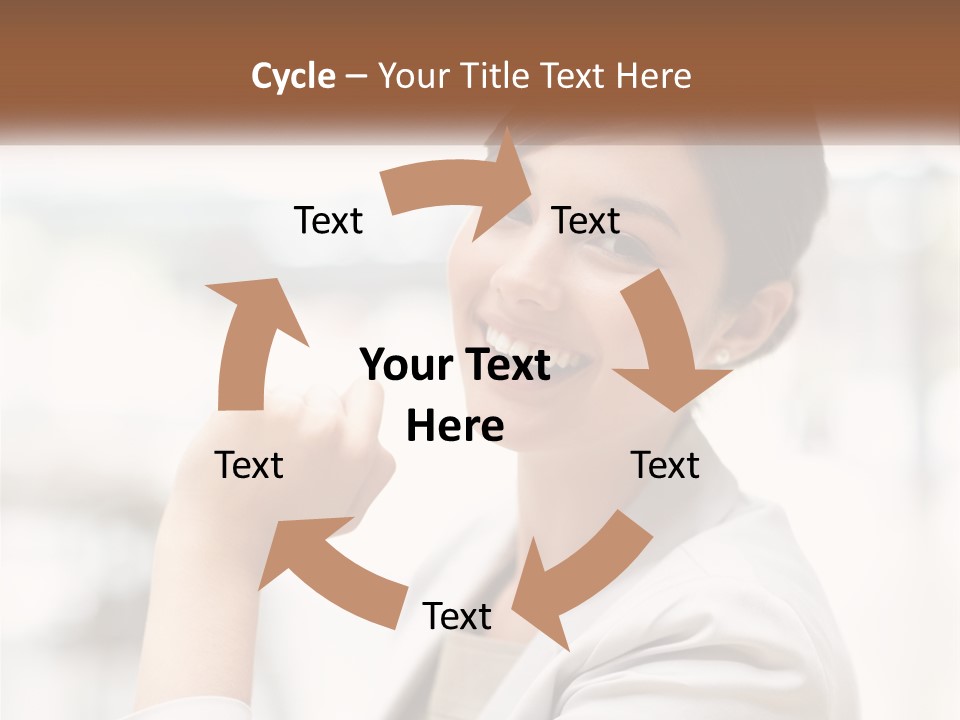 A Woman In A White Shirt Is Smiling PowerPoint Template