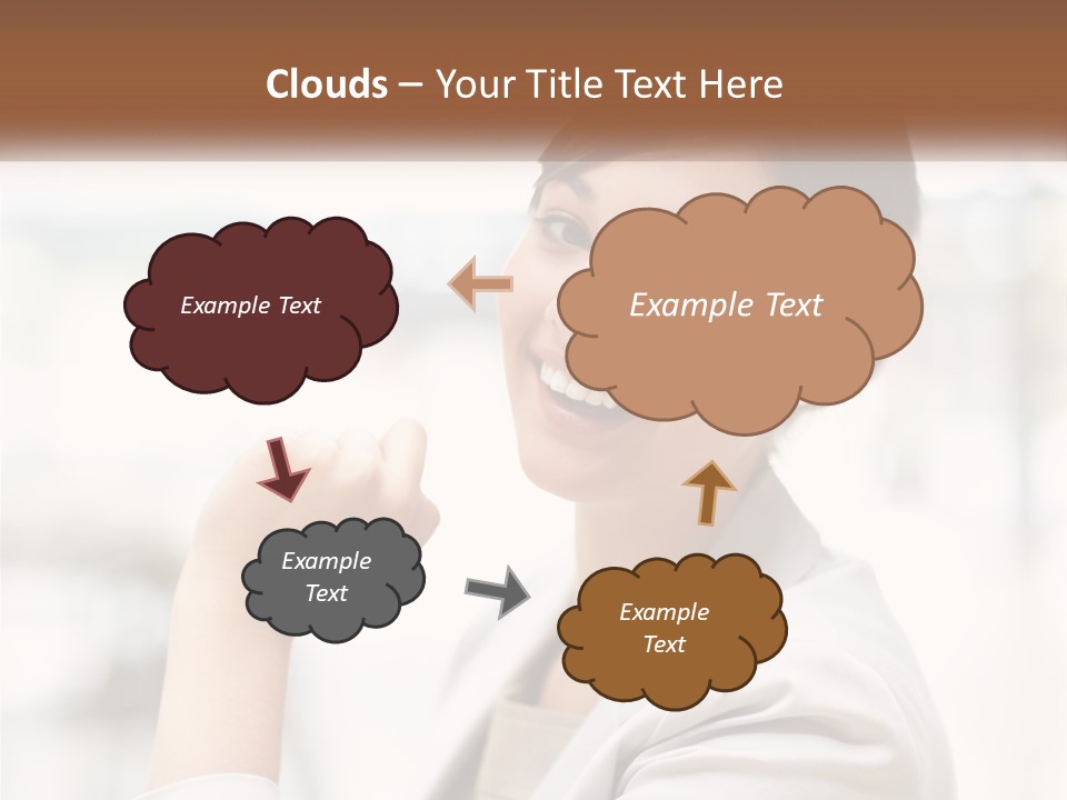 A Woman In A White Shirt Is Smiling PowerPoint Template