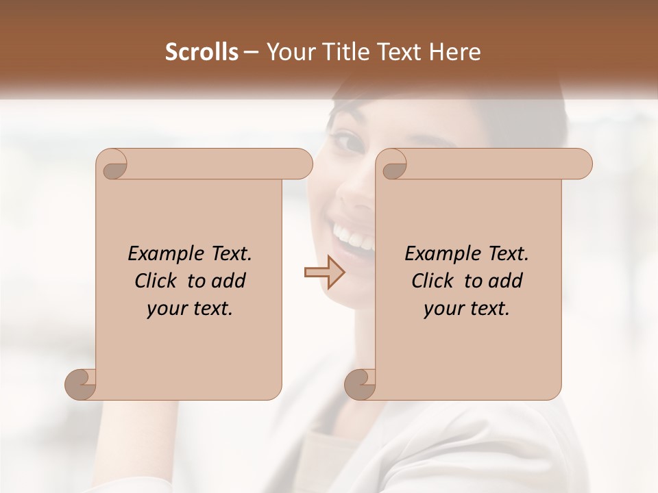 A Woman In A White Shirt Is Smiling PowerPoint Template