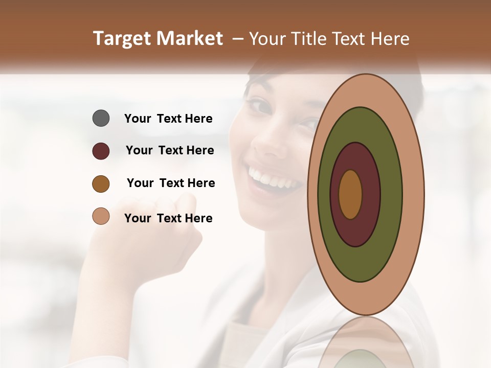 A Woman In A White Shirt Is Smiling PowerPoint Template