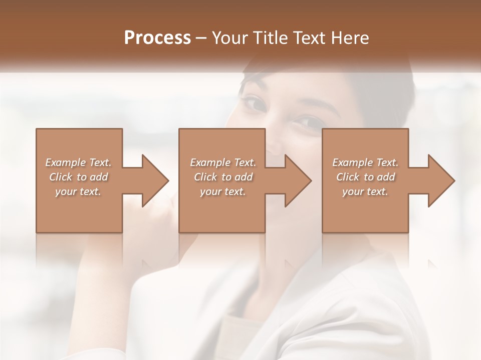 A Woman In A White Shirt Is Smiling PowerPoint Template