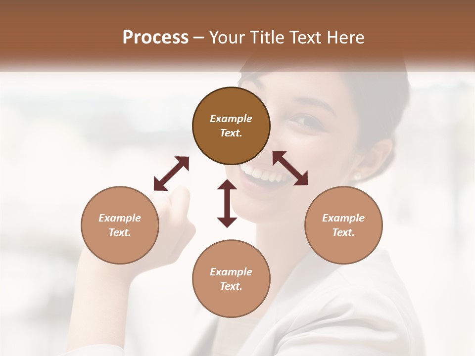 A Woman In A White Shirt Is Smiling PowerPoint Template