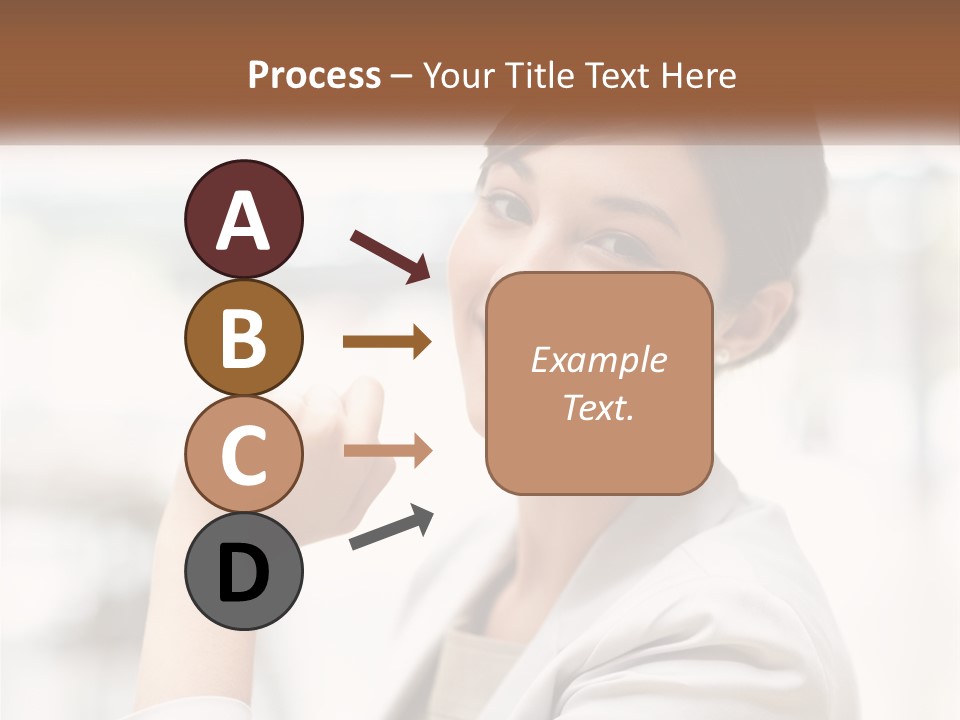 A Woman In A White Shirt Is Smiling PowerPoint Template