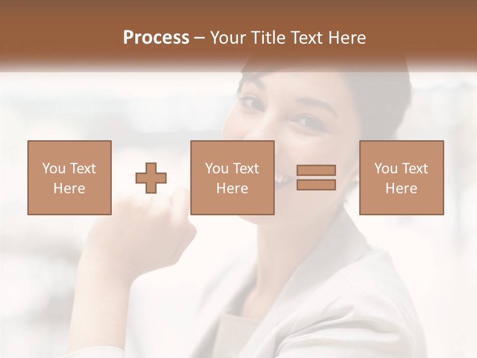 A Woman In A White Shirt Is Smiling PowerPoint Template