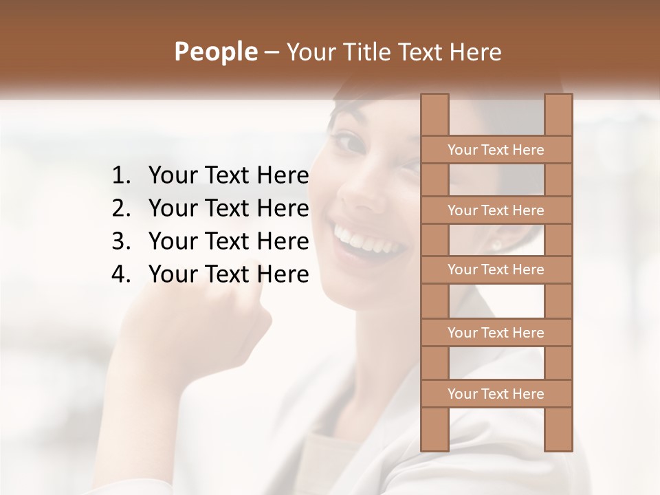 A Woman In A White Shirt Is Smiling PowerPoint Template