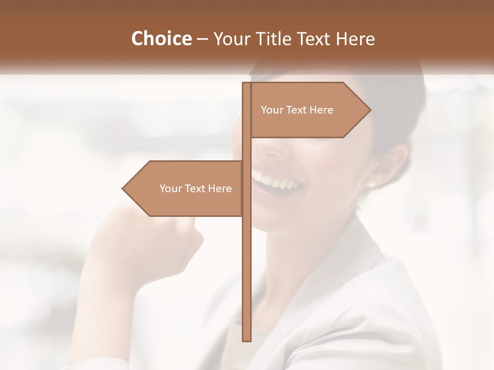 A Woman In A White Shirt Is Smiling PowerPoint Template