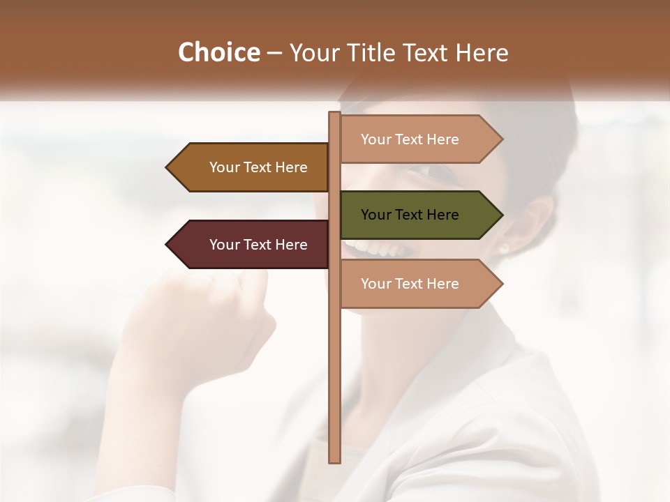 A Woman In A White Shirt Is Smiling PowerPoint Template