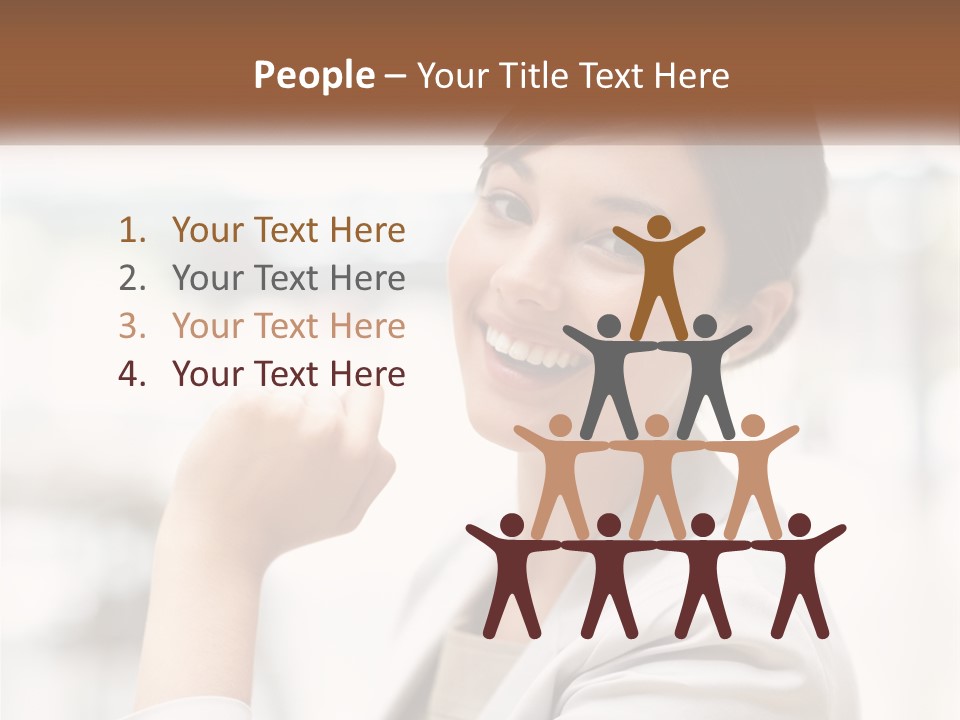 A Woman In A White Shirt Is Smiling PowerPoint Template