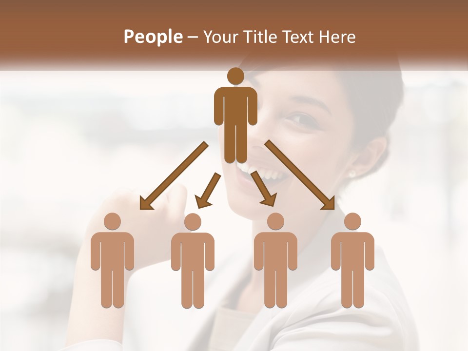 A Woman In A White Shirt Is Smiling PowerPoint Template