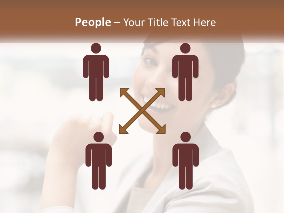 A Woman In A White Shirt Is Smiling PowerPoint Template