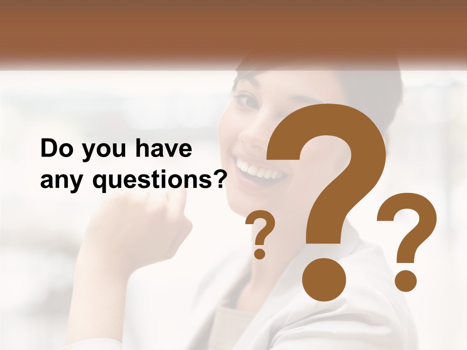 A Woman In A White Shirt Is Smiling PowerPoint Template