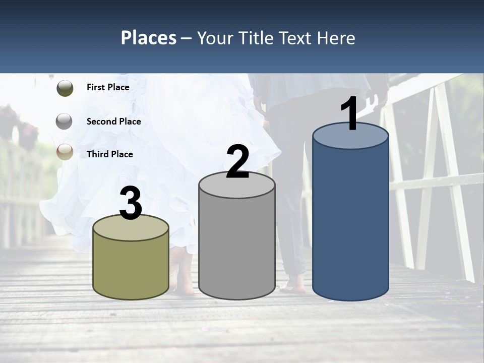 A Bride And Groom Walking Across A Bridge PowerPoint Template