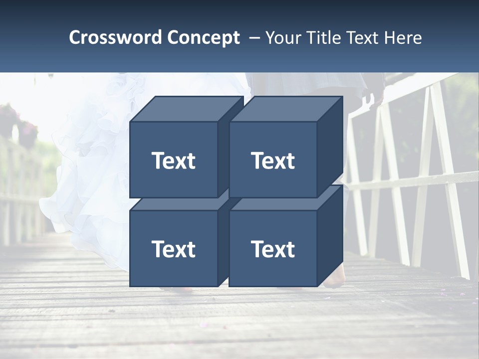 A Bride And Groom Walking Across A Bridge PowerPoint Template