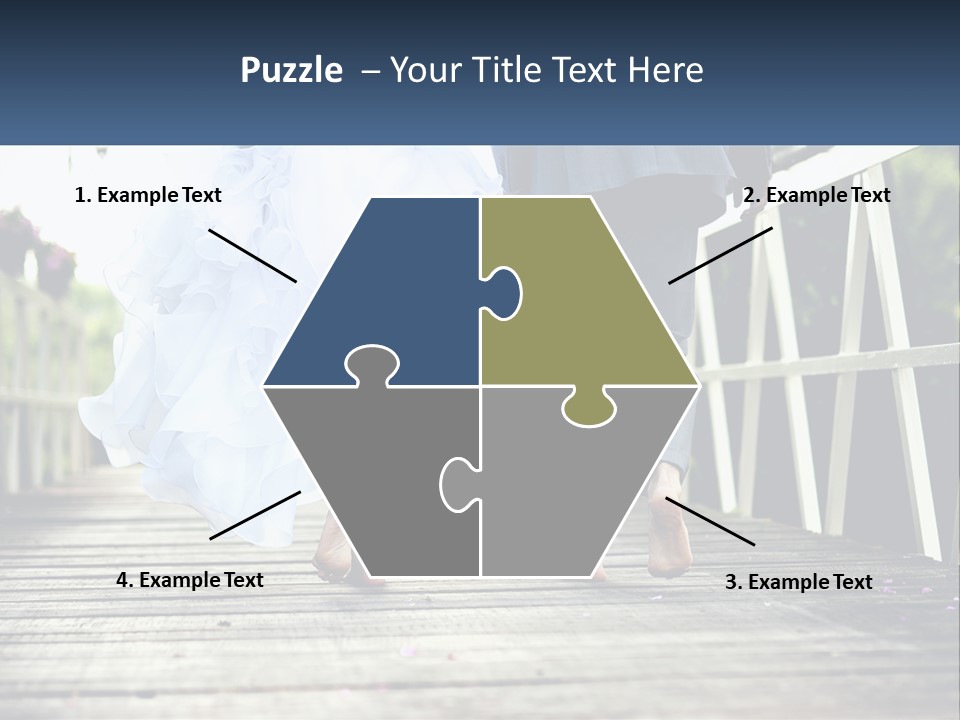 A Bride And Groom Walking Across A Bridge PowerPoint Template