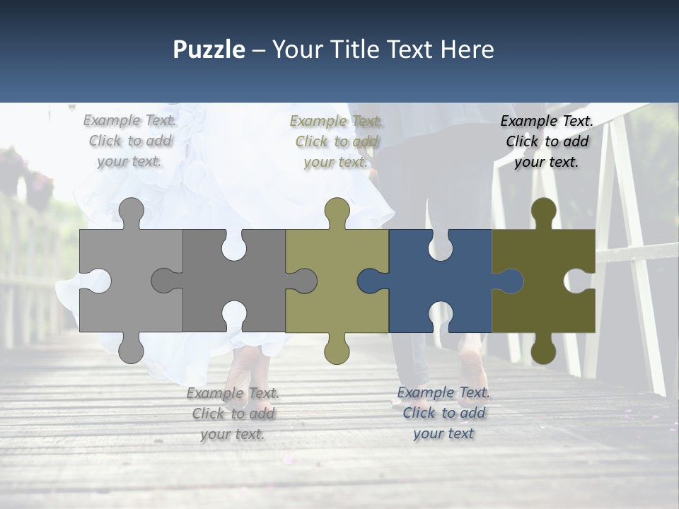 A Bride And Groom Walking Across A Bridge PowerPoint Template