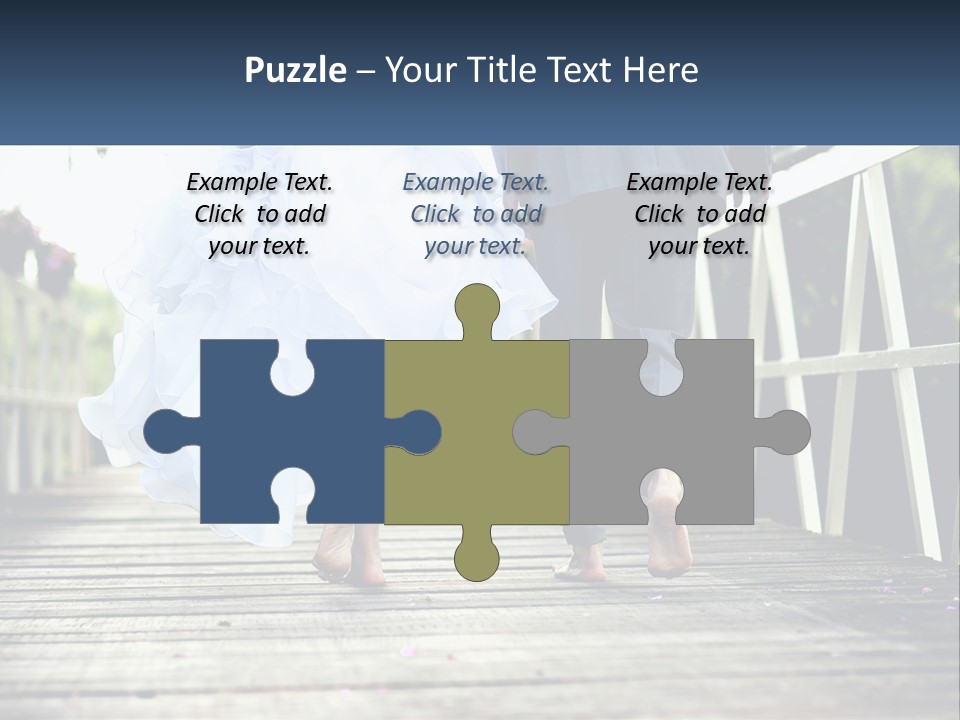 A Bride And Groom Walking Across A Bridge PowerPoint Template