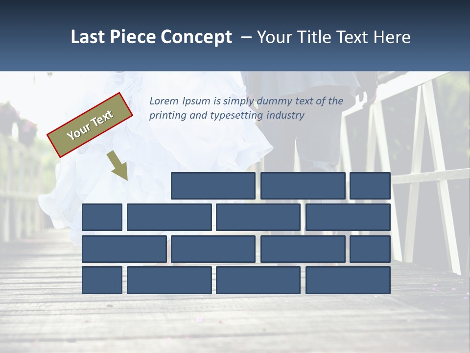 A Bride And Groom Walking Across A Bridge PowerPoint Template