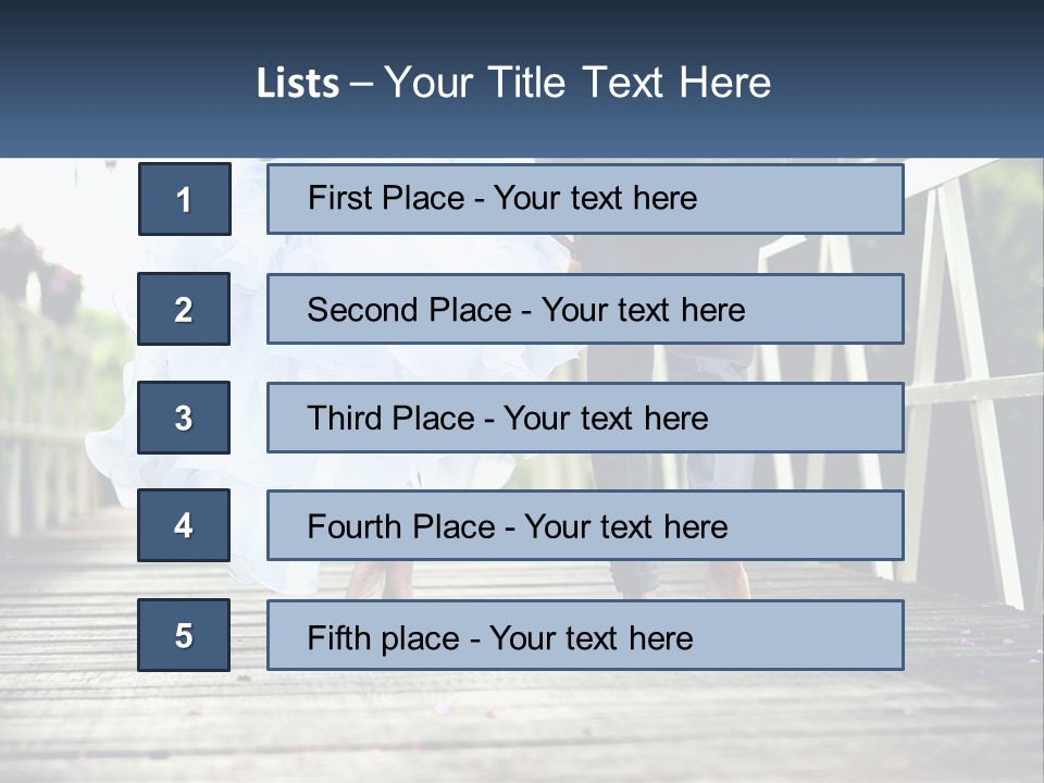 A Bride And Groom Walking Across A Bridge PowerPoint Template