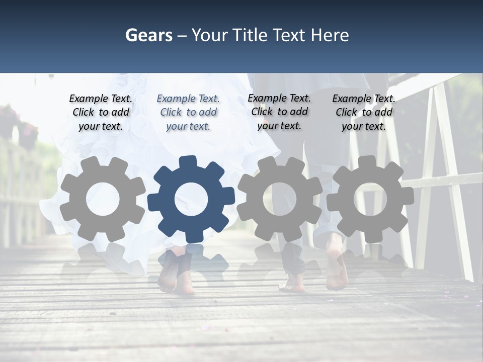 A Bride And Groom Walking Across A Bridge PowerPoint Template