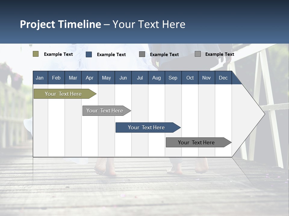 A Bride And Groom Walking Across A Bridge PowerPoint Template