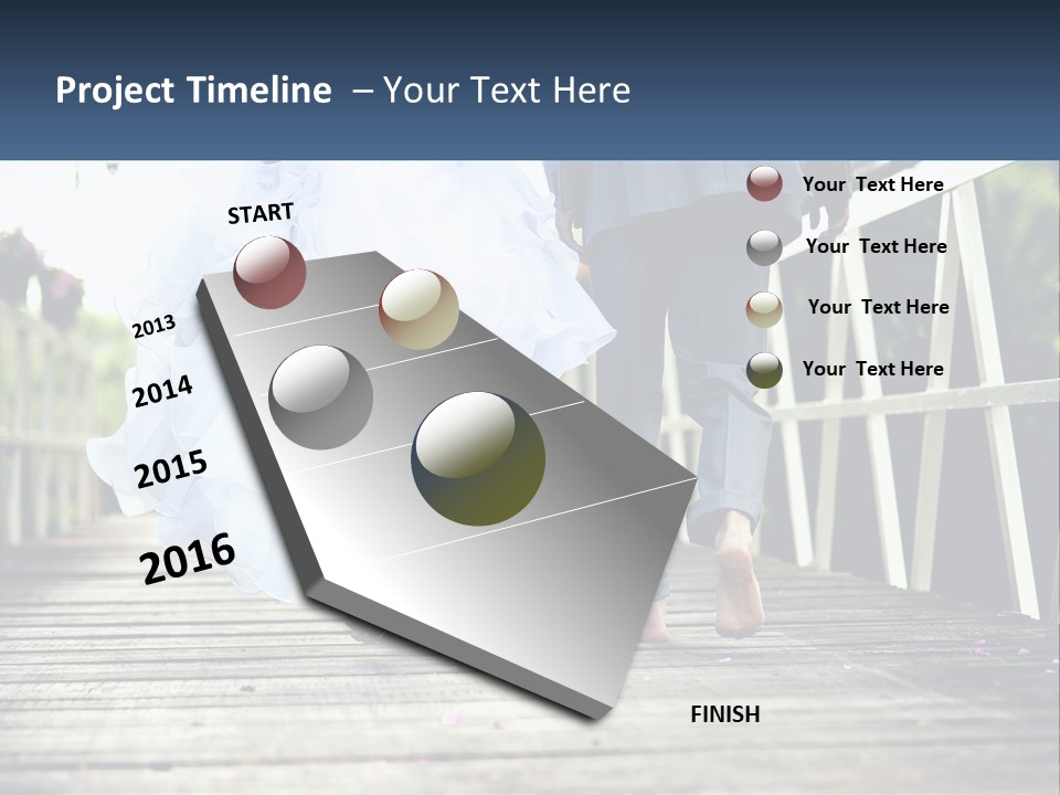 A Bride And Groom Walking Across A Bridge PowerPoint Template