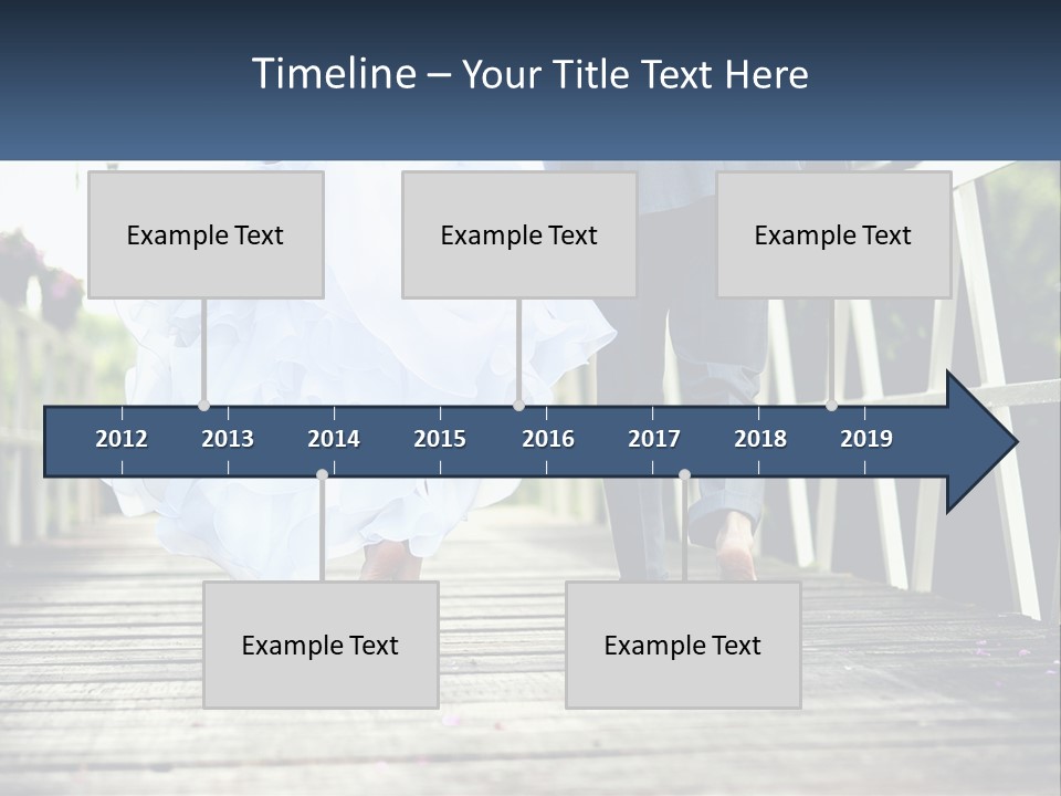 A Bride And Groom Walking Across A Bridge PowerPoint Template