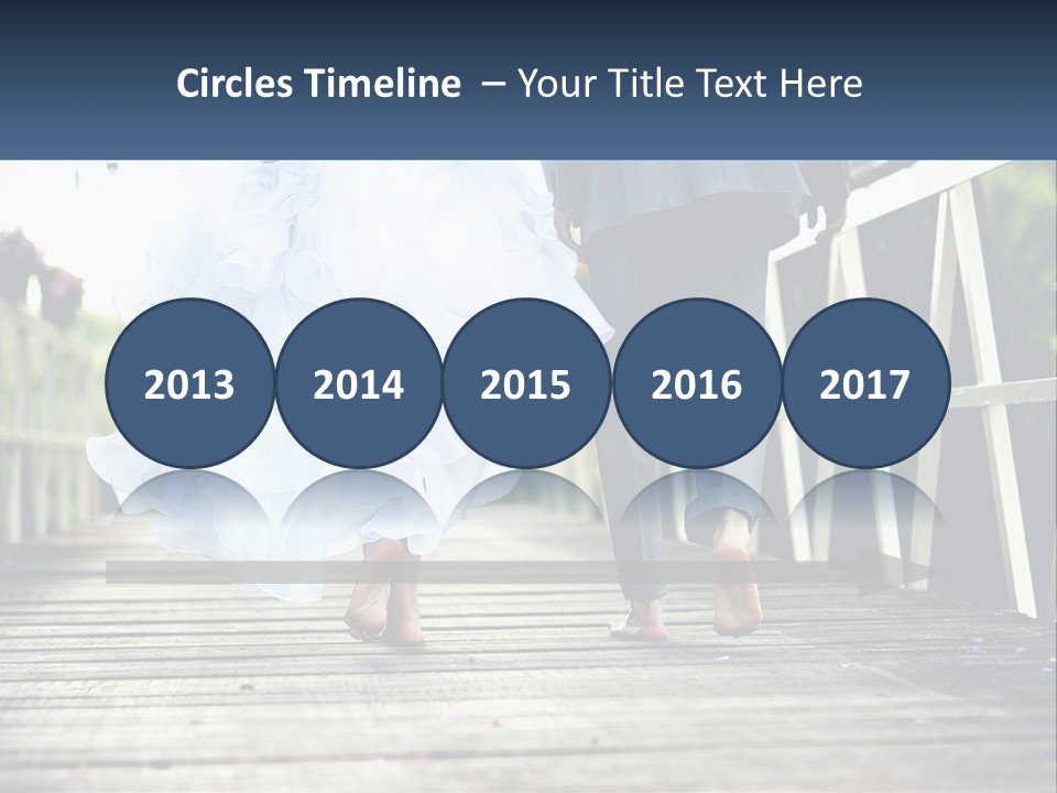 A Bride And Groom Walking Across A Bridge PowerPoint Template