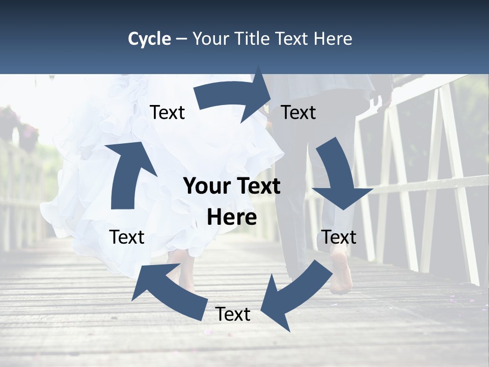 A Bride And Groom Walking Across A Bridge PowerPoint Template