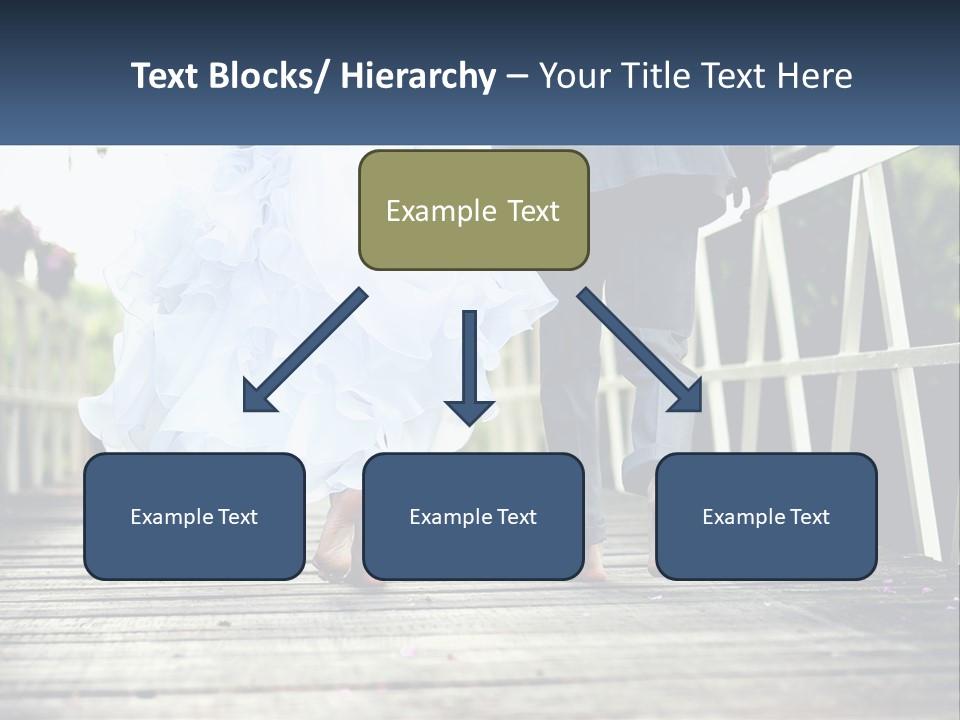 A Bride And Groom Walking Across A Bridge PowerPoint Template