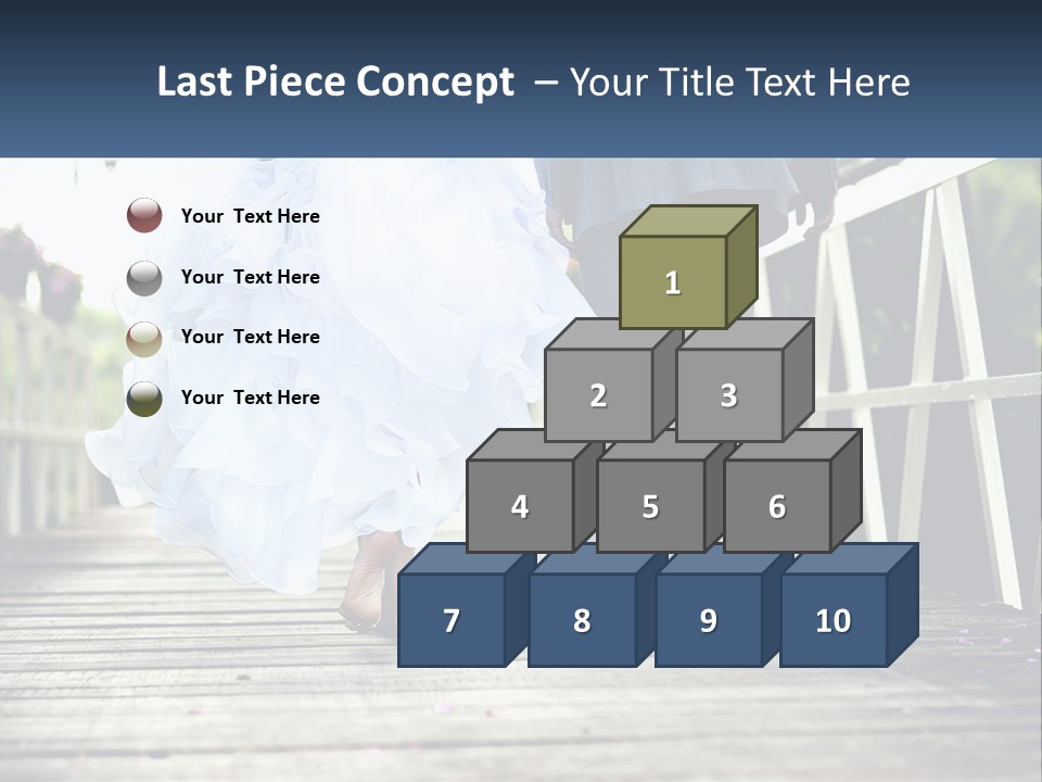 A Bride And Groom Walking Across A Bridge PowerPoint Template