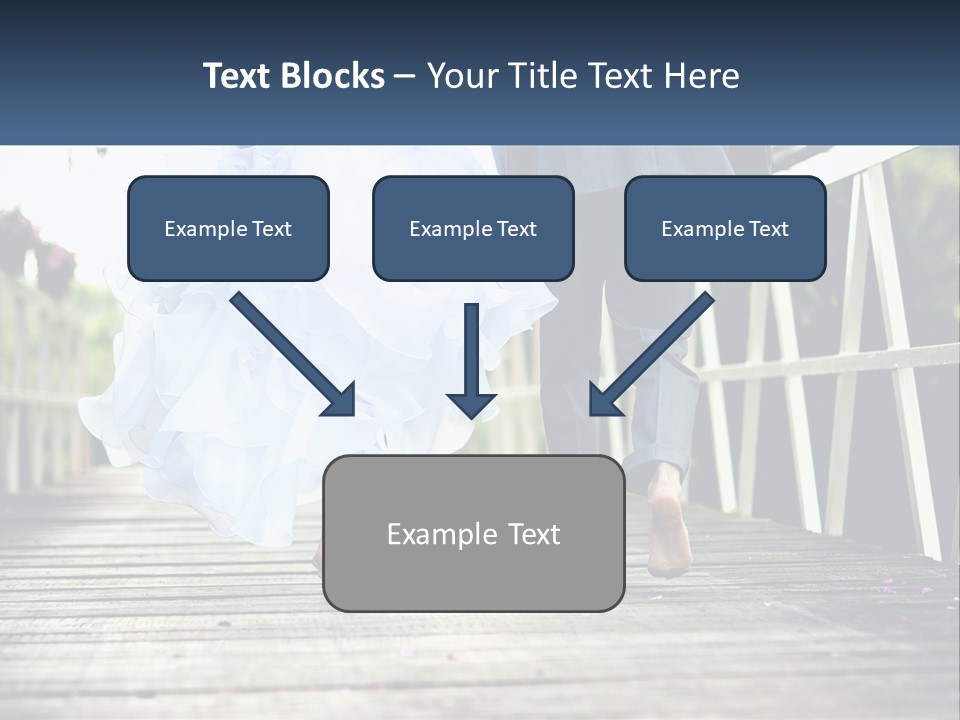 A Bride And Groom Walking Across A Bridge PowerPoint Template