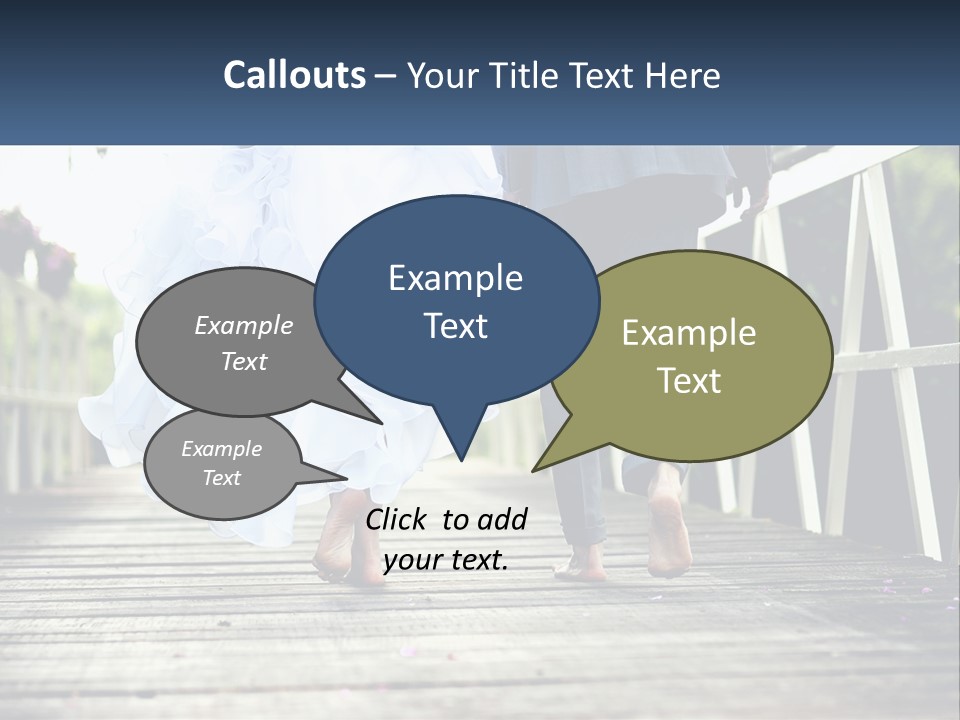 A Bride And Groom Walking Across A Bridge PowerPoint Template