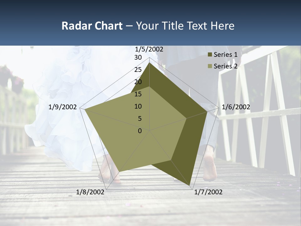 A Bride And Groom Walking Across A Bridge PowerPoint Template