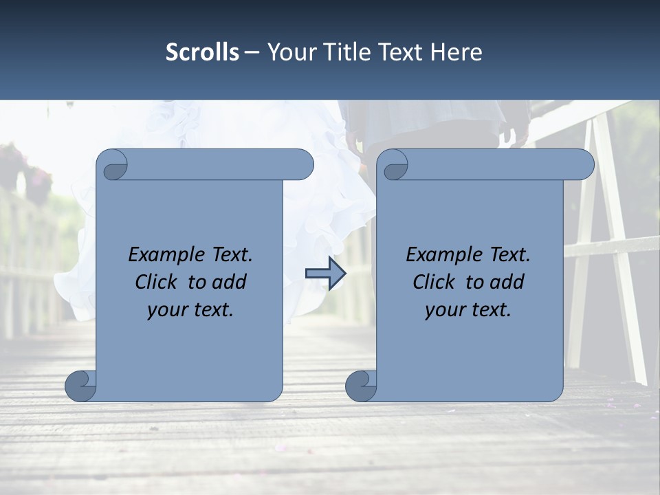 A Bride And Groom Walking Across A Bridge PowerPoint Template