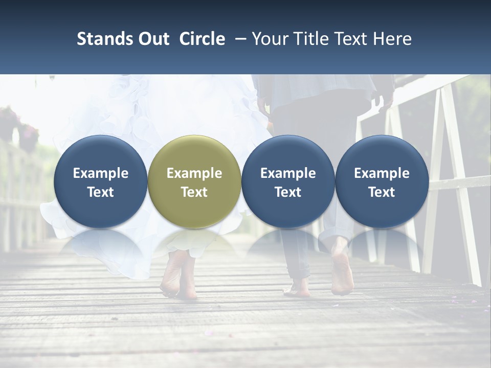 A Bride And Groom Walking Across A Bridge PowerPoint Template